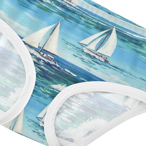 Toddler Girls Underwear 2t Cotton Cute Panties Girl Funny Briefs Undies Kids Watercolor Waves Sailboats Sea4