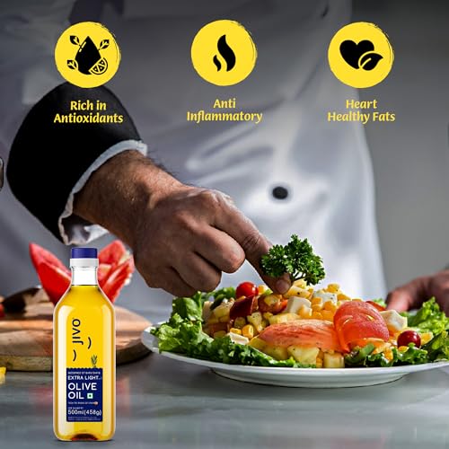 Image of Jivo Extra Light Olive Oil 500ml | Imported from Spain | Everyday Use for Cooking, Dressings, Salad, Soups, Dips, and Marinades | Light, Flavorful High MUFA & Rich in Antioxidants (Pack of 2)