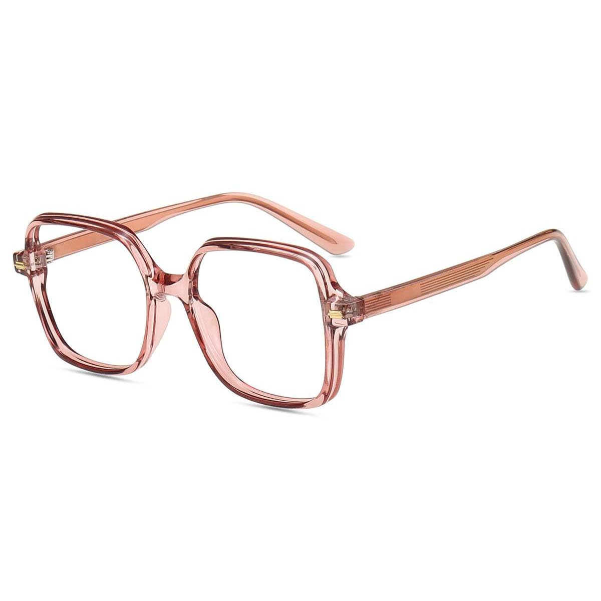Firmoo Blue Light Blocking Glasses for Women/Men Anti Eyestrain Computer Eyeglasses Square Frame Clear Pink 1.0 x