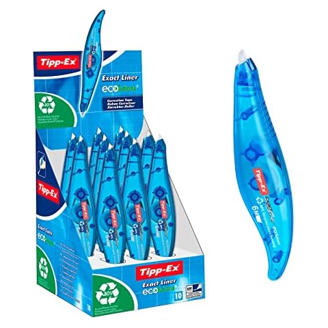 Tipp-Ex Exact Liner ECOlutions Premium Quality Correction Resistant Tapes - Box of 10 High-Quality, 6 m Tape Cover