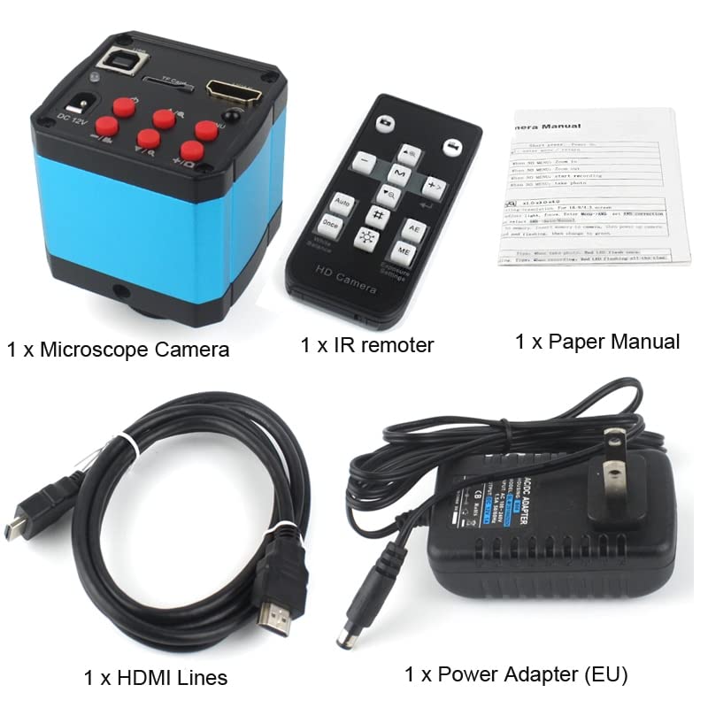 AIVYNA 1080P HDMI USB Elektronische digitale Videomikroskop-Kamera 130-facher Zoom C-Mount-Objektiv USB-LED-Licht für Labor PCB Telefon-Reparaturwerkzeuge (Farbe: E HDMI-Kamera)