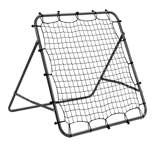 Rebounder Net Practise Football Training Net Soccer Kickback Target Goal Pro for Children Kids Play Teaching Equipment Adjustable Portable Soccer Door (Black Single-Sided)