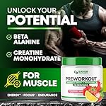 Pre Workout Powder with Beta Alanine, Creatine Monohydrate, BCAA, L Citrulline, L Arginine and Caffeine - Strawberry Lemonade Flavor - 25 Servings - Image 2