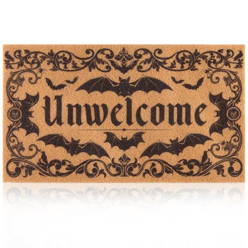 Fttoyoly Gothic Bat Door Mat for Front Door, Doormat Outside Entrance with Unwelcome...