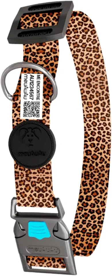 Coleira Com Identificação - Localizador - Qr Code - Com Nome Do Pet - Cães (Onça, M)