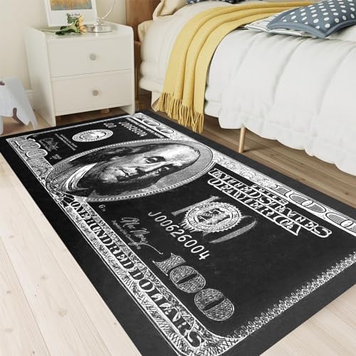 Tapete decorativo moderno 4x6 pies negro y blanco miniatura 6