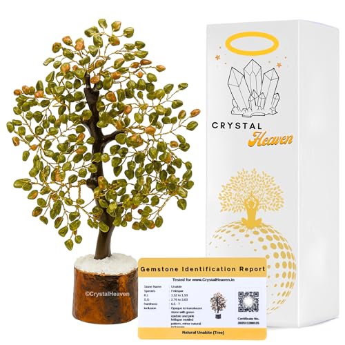 Image of Unakite Crystal Tree for Good Luck - Healing Crystals Money Tree for Wealth, Positive Energy at Home Office - Decorative Spiritual Gifts for Vastu, House Warming