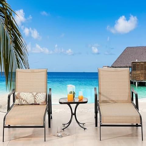 LOKATSE HOME Adjustable Patio Chaise Lounge Set of 2 Cover
