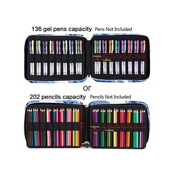 Federmäppchen für 202 Buntstifte, 136 Farben, Gelstifte, Tasche/Marker-Organizer – Bild 7
