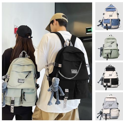 Fashion Backpack with Cute Accessory Bookbags with Pendant Laptop Bag Casual Lightweight Travel Daypacks (Black)3