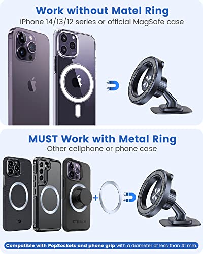 Oqtiq For Magsafe Car Mount Magnetic Phone Holder For Car Dash Mount Phone Holder Fit Curved Surface Flexible Rotation Compatible With Iphone 14 13 12 Pro Max Plus Mini, Magsafe Case, All Cellphones #TOP4