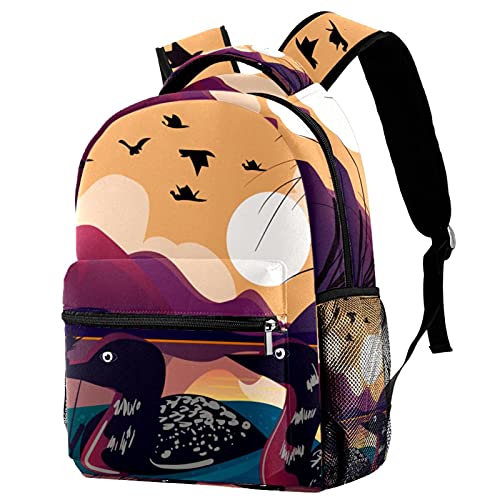 Sac à dos de voyage Loon Bird pour filles et garçons avec porte-bouteille intégré
