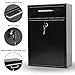 KYODOLED Steel Key Lock Mail Boxes Outdoor, Locking Wall Mount Mailbox, Security Lock Drop Box, Collection Boxes,16.2H x 11.22L x 4.72W Inches, Black X Large