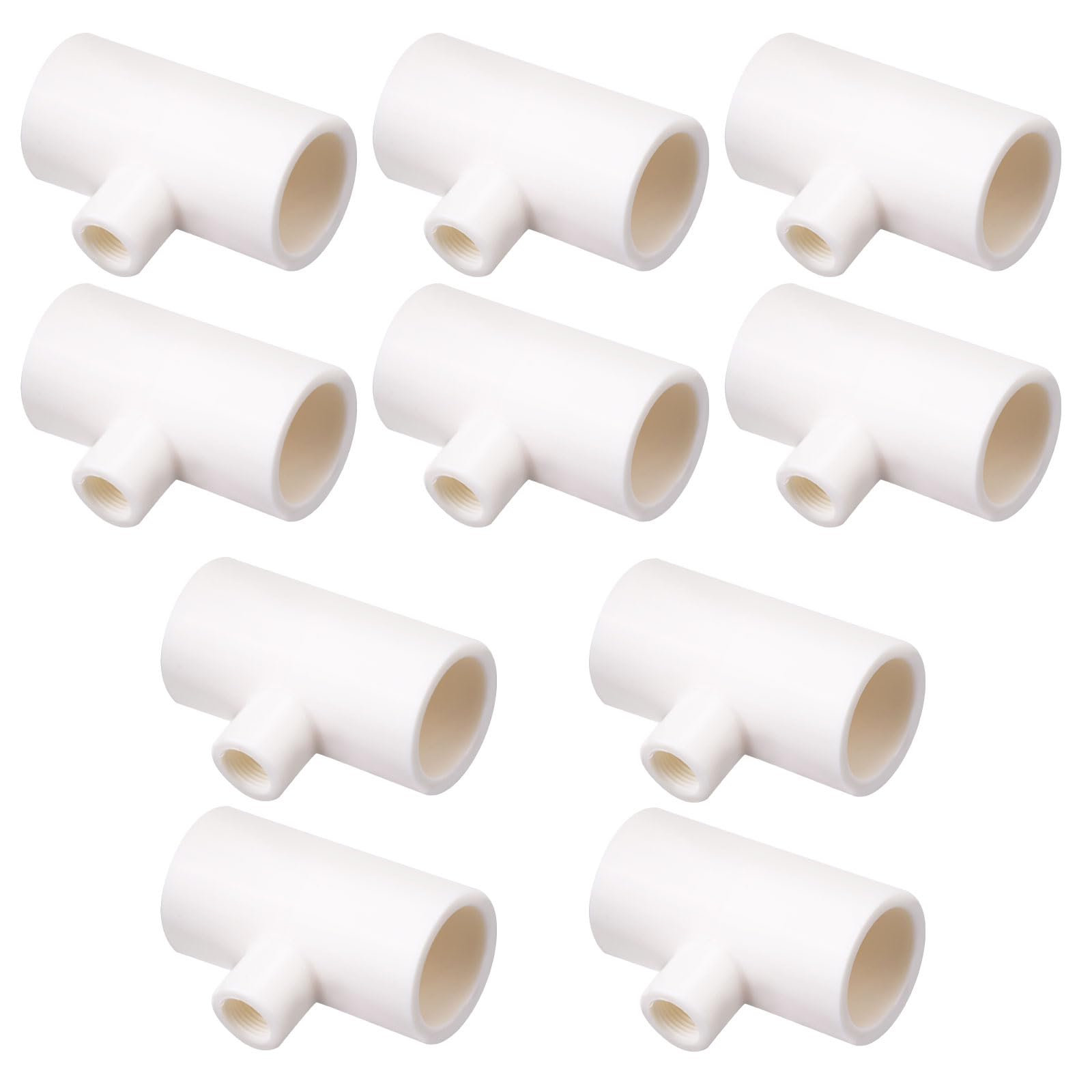 10 szt. Złączki Trójnikowe do Poideł dla Kurczaków, 1/2" Slip x 1/8" FPT Pogrubione Trójnik z Tworzywa PVC Poideł dla Kurczaków do Gwintowanych Kubków na Wodę Drobiu Smoczków