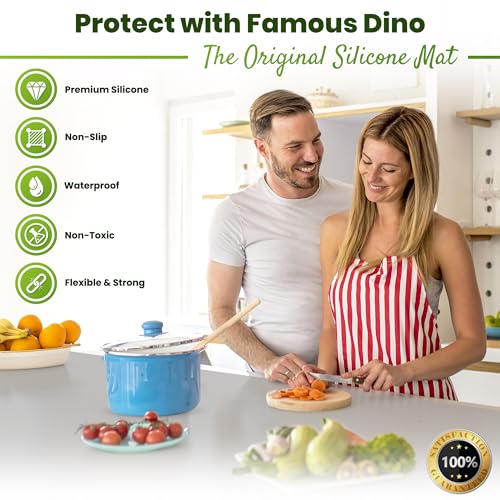 Image of Large Silicone Mat 28 inch x 20 inch Thick Heat Resistant, Kitchen Counter Mat Waterproof - Coffee Machine, Glass Top Stove Cover Countertop Protector for Air Fryer, Baking (Semi-Translucent)