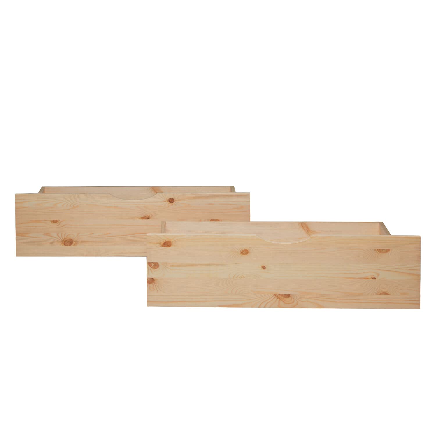 Homestyle4u 2 tiroirs de Rangement en Bois à roulettes pour lit gigogne