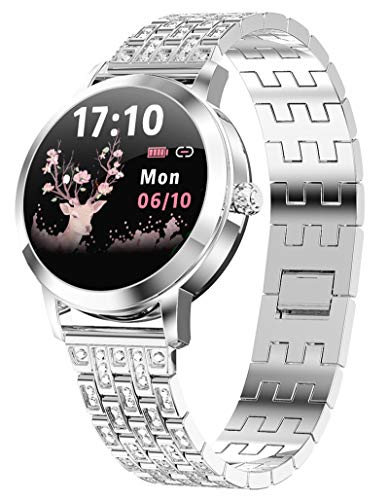 Damen Smartwatch Sport Uhr Fitness Tracker Wasserdicht Pulsmesser Schlaftracker Schrittzähler Kalorienzähler Stoppuhr SMS Fitness Armband Mädchen