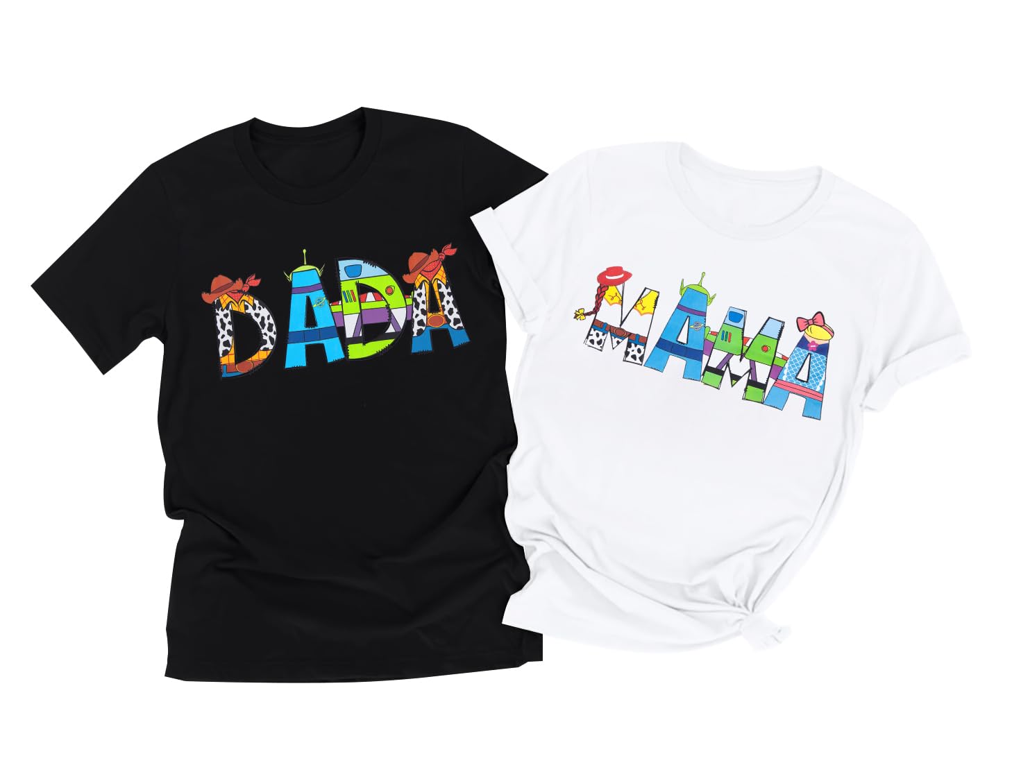 Toy Dad Shirt Toys Mom T-Shirts Funny Mama and Dada Shirts Matching Birthday Top Family Vacation Cartoon Tee