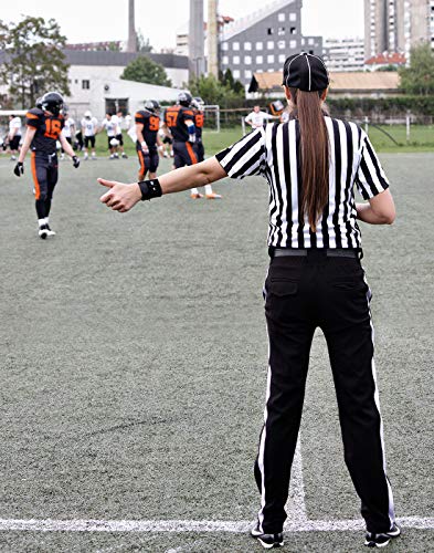 Chinfun Women's Referee Black & White Stripe Shirt Quarter-Zip Ref Jersey Tee Shirts Fitted Short Sleeve Umpire Uniform For Basketball Football Size S #TOP1