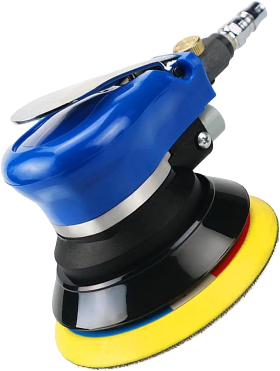 VILLCASE 5 Inch Pneumatic Car Polishing Machine with Sandpaper and US Plug Professional Wax Polisher Tool for Auto Detailing Suitable for Cars and Furniture
