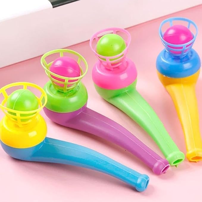 Zhhuoc 4 Pcs Ball Blowing Floating Blow Pipe Balls, Floating Ball for Birthday PartyBalance Game (Random Color)