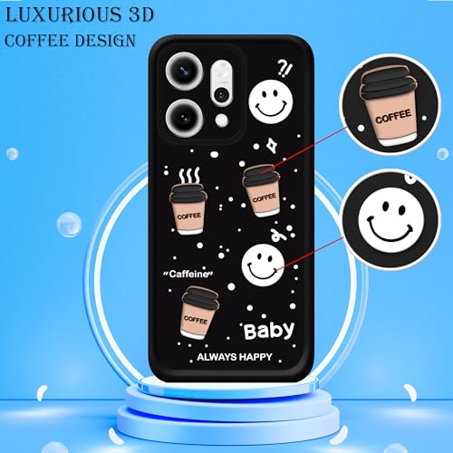 Image of amazon basics Back Case Cover Compatible for Oppo Reno 14 Pro 5G | Cute Fun Cartoon 3D Ball | Coffee Silicone Case | Camera Protection | Body Protection | Shock Proof | Color Black