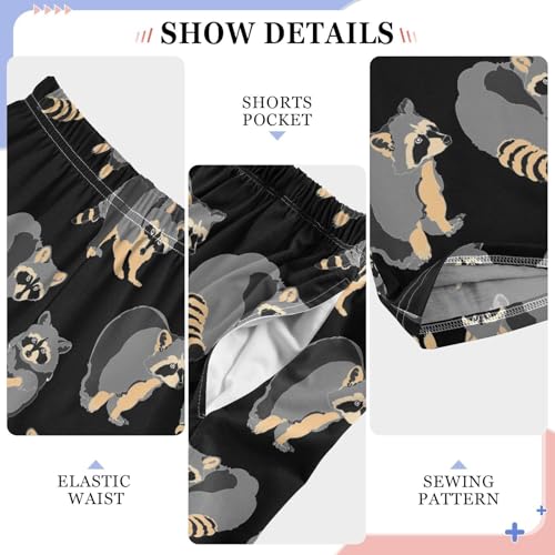 ZZXXB Retro Raccoon Boys Long Pants Soft Trousers Elastic Waist Kids Lounge Bottoms with Pockets S-XL4