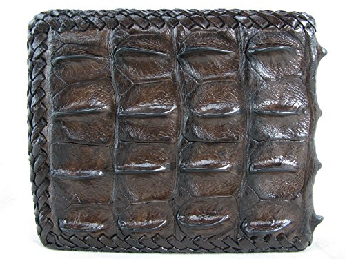 Genuine Crocodile Alligator Backbone Skin Handmade Bifold Wallet (Chocolate Brown)3
