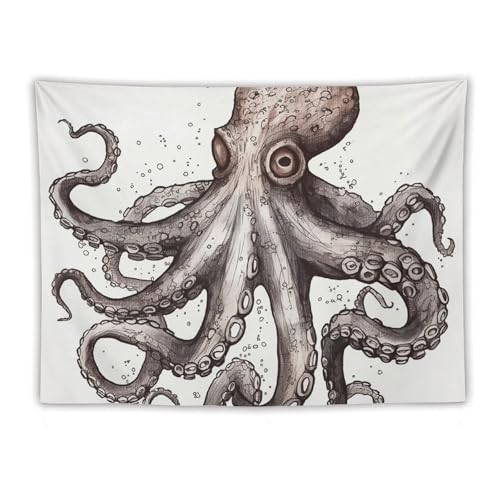 Tapisserie d'art abstrait pour relooker un mur abîmé sans percer grand tissu pieuvre polyester