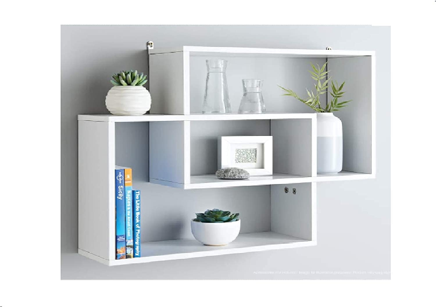 HomeDecor4uNew INTER-LOCK DISPLAY WALL SHELF- LOKKEN- WHITE- W60 x D16 x H48cm (Approx.)