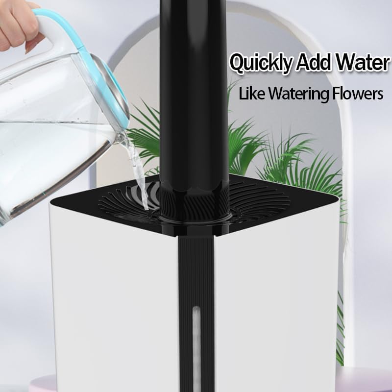 mobigon 7L Humidifiers for Bedroom Large Room Home, Top Fill Cool Mist Humidifier with Essential Oil Diffuser,for Baby Nursery,Office,Plants,80H,7 Colors Light,360° Extension Tube Nozzle (White Black)