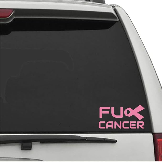 Fuck Cancer Sticker Cancer Awareness Ribbon Breast Decal Window Bumper Decal Sticker Suitable for Cars, Trucks 6inch (Pink)