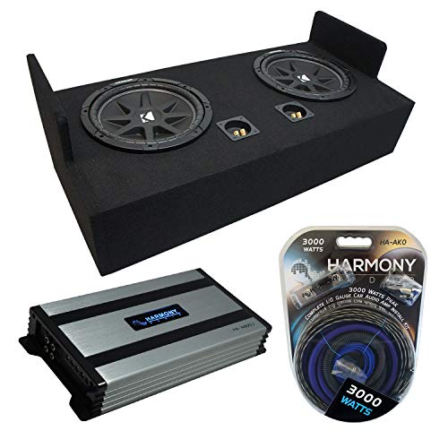 Compatible with 1983-2012 Ford Ranger Extended Cab Truck Kicker Bundle Comp C12 Dual 12" Sub Box Enclosure & Harmony HA-A800.1 Amp