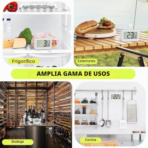Miniatura 7 de Romon Termómetro Frigorífico Termómetro Acuario Digitale, 2 Piezas Termometro Nevera, Mini Termómetro Digital Congelador Refrigerador Impermeable, Pantalla Lcd, Función Registro Máximo Mínimo, Blanco