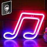 ENSHUI Neon Sign Music Note Decor, LED Neon Signs for Wall Decor USB/Battery Powered Neon Lights for Bedroom Kids Room Wedding Bar Party Decoration (Pink+Blue)