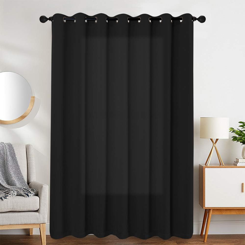 Vangao Blackout Curtains Black Room Divider 100W x 84L Extra Wide Curtains for Sliding Door Room Darkening Curtains for Living Room Bedroom Patio Doorway Closet 1 Panel