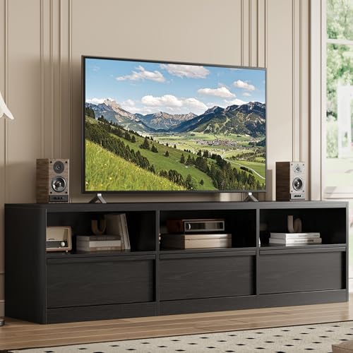 GAOMON Modern TV Stand with Storage for TVs Up to 85", 70 inch Media Console with Drawer & Open Shelves, Mid Century Entertainment Center for Living R