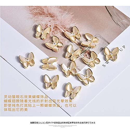 Nagelschmuck, Schmetterling, Katzenauge, Kristall, Strass, Strass, DIY-Nagelkunst-Zubehör, goldfarben, 12 mm – Bild 4