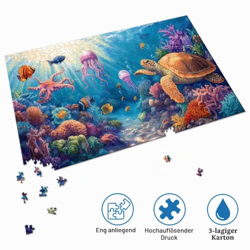 Reofrey Puzzle 1000 Teile - Schildkröte Ozeanisch, Spezialform Puzzle Für Erwachsene, 41x80cm Unmögliches Klassische Puzzles… – Ansicht 5