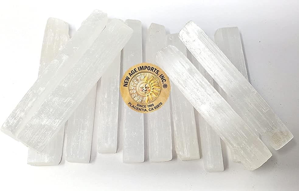 New Age Imports, Inc.® ~ Premium Quality Selenite Sticks 3-4" Long 1 LB. Great for Wicca, Reiki, Healing, Metaphysical, Chakra, Positive Energy, Meditation, Protection, Decoration or Gift (3-4")