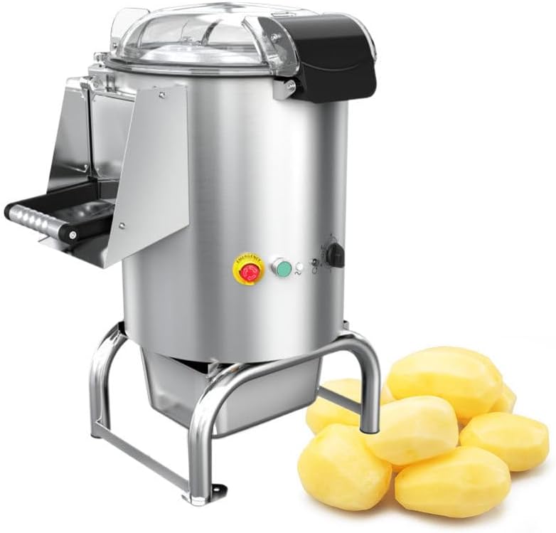 High-Speed Electric Potato Peeler - 550W/750W Heavy Duty Machine for Potatoes, Carrots, Apples - 70-100kg/h Output, 5kg/12L & 10kg/22L Capacity