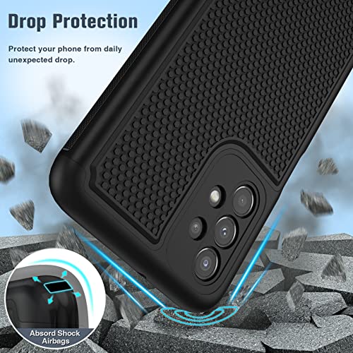 Image of FNTCASE for Samsung Galaxy A23 5G Case: (Samsung Galaxy A23 4G LTE) Dual Layer Protective Heavy Duty Cell Phone Cover Shockproof Rugged with Non Slip Textured Back Bumper - 6.6inch Black
