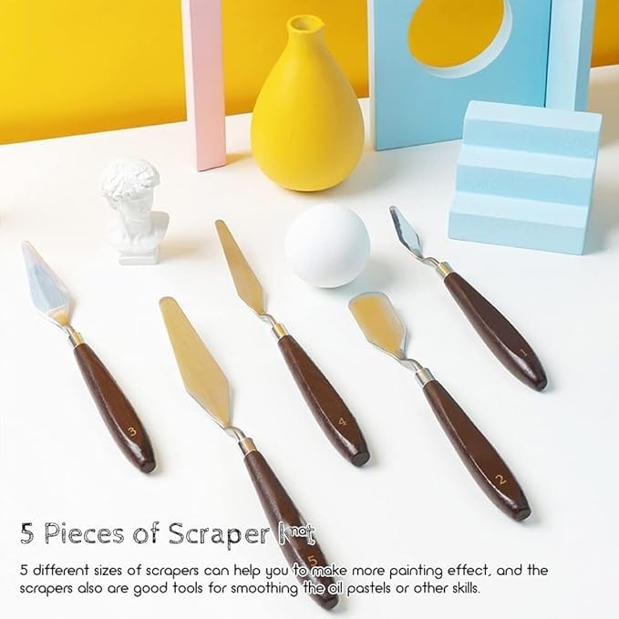 Image of YBN 5 Pieces Painting Knives Stainless Steel Spatula Palette Knife Oil Painting Accessories Color Mixing Set for Oil, Canvas, Acrylic Painting (1)