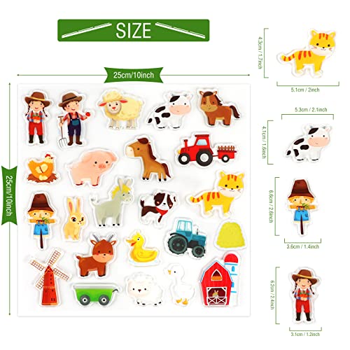 Farm Animals Window Cling Window Thick Gel Clings Decals Stickers for Kids Toddlers and Adults Home Airplane Classroom Nursery Farm Party Supplies Decorations Removable and Reusable 23 PCS
