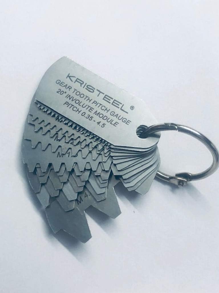 Gear Tooth Profile Gauge .35 to 4.5 Module 23 Profiles 15 Leafs 14.1/2" PA - Modular