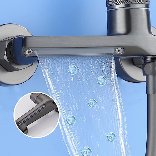 Robinet Baignoire Cascade 3 Modes avec Douchette Mural en Laiton