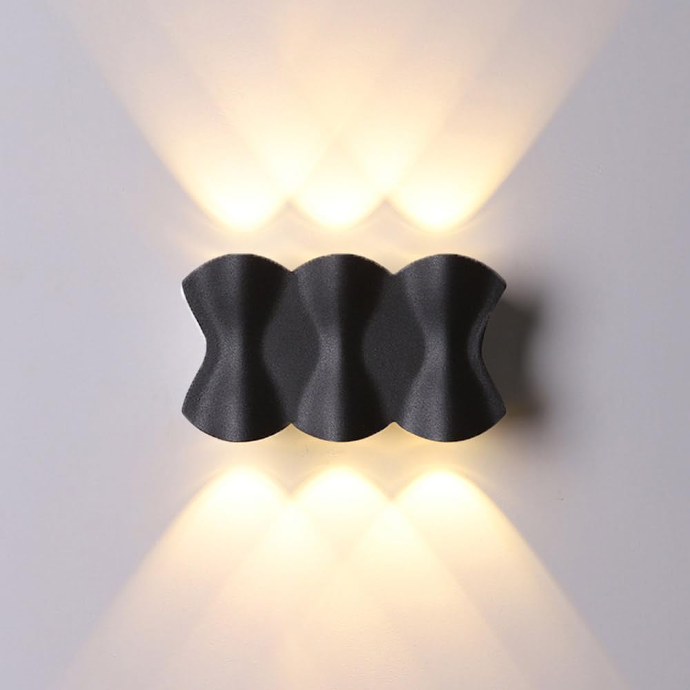 Mengjay Modern Metal LED Wall Lamp 3000K Warm White Modern Style Up and Down Wall Light,LED Wall Lights Indoor for Bedroom Living Room Office Restaurant Hallway (Black(3 Heads))