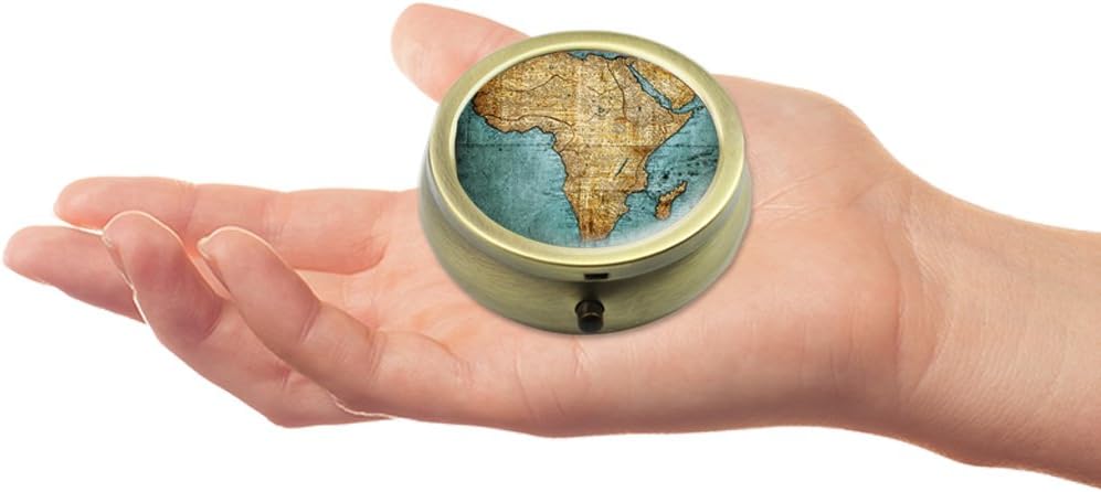 Pill Box - Cheliz Compact 3 Compartment Medicine Case, Pill Box for Pocket or Purse(World Map)