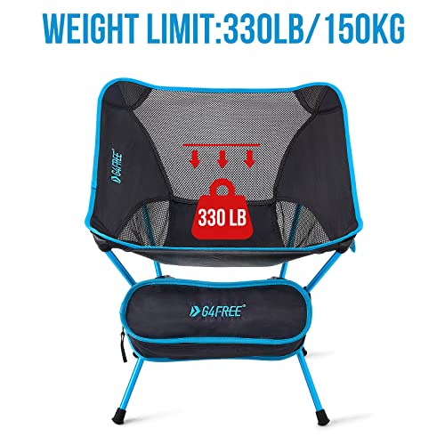 G4Free 2Pcs Folding Camping Chairs, Ultralight Compact Backpacking Folding Chairs Lawn Chairs Heavy Duty 330Lbs With Side Pockets Packable For Outdoor Camp Travel Beach Picnic Travel Hiking Blue #TOP5