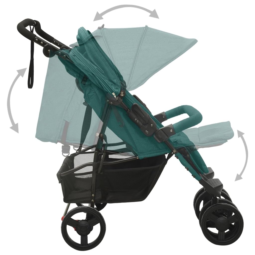 SKM Poussette double en acier vert - Poids : 16,5 kg - 10246